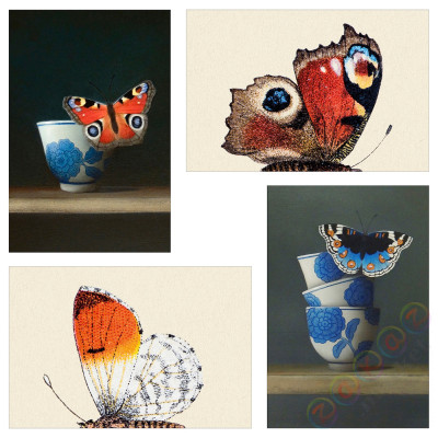 ⭐YLLEVAD⭐Pocztówka artystyczna, cztery бабочкаe, 10x15 cm⭐ИКЕА-70568051