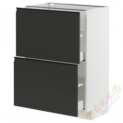 ⭐METOD / MAXIMERA⭐Напольный шкаф с 2 ящики, белый/Upplöv матантрацит, 60x37 cm⭐ИКЕА-29493450