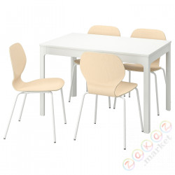 ⭐EKEDALEN / SIGTRYGG⭐Таблица и 4 стулья, белый/береза белый, 120/180x80 cm⭐ИКЕА-99481627