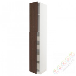 ⭐METOD / MAXIMERA⭐Шкаф, высота 2дверь/4лопата, белый/Sinarp коричневый, 40x60x240 cm⭐ИКЕА-09454572