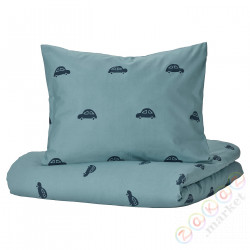 ⭐BARNDROM⭐Poszwa na kołdrę i posвызовka, шаблон auto/синий, 150x200/50x60 cm⭐ИКЕА-50503013