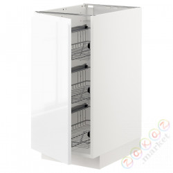 ⭐METOD⭐Гардероб с проволочной корзиной, белый/Блеск Voxtorp/белый, 40x60 cm⭐ИКЕА-29455976