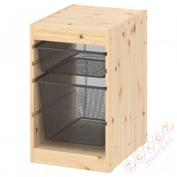 ⭐TROFAST⭐Книжный шкаф с контейнерами, светлая беленая сосна/темно-серый, 32x44x52 cm⭐ИКЕА-59525614