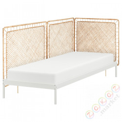 ⭐VEVELSTAD⭐Каркас кровати с3 wezgłoВайами, белый/Tolkning ротанг, 90x200 cm⭐ИКЕА-99441820