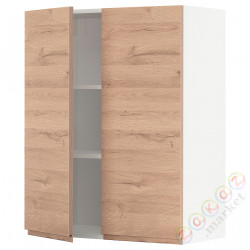 ⭐METOD⭐Навесной шкаф с полками/2 дверь, белый/Voxtorpподражание. дуб, 80x100 cm⭐ИКЕА-19455552