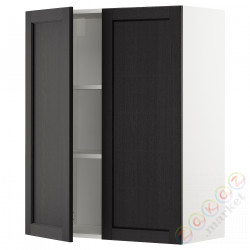 ⭐METOD⭐Навесной шкаф с полками/2 дверь, белый/Lerhyttan черный морилка, 80x100 cm⭐ИКЕА-49454259