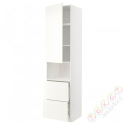 ⭐METOD / MAXIMERA⭐В шкафу для микрофона дверь/2 ящики, белый/Vallstena белый, 60x60x240 cm⭐ИКЕА-99507458