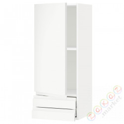 ⭐METOD / MAXIMERA⭐Навесной шкаф, дверь/2 ящики, белый/Voxtorpматовый белый, 40x100 cm⭐ИКЕА-09464948