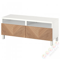 ⭐BESTA⭐Тумба под ТВ с ящики, белый/Hedeviken/Stubbarp дубовый вейп, 120x42x48 cm⭐ИКЕА-39435860