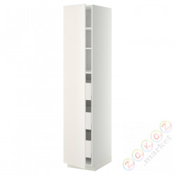 ⭐METOD / MAXIMERA⭐Высокий шкаф с ящики, белый/Веддинге белый, 40x60x200 cm⭐ИКЕА-89376561