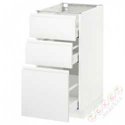⭐METOD / MAXIMERA⭐Напольный шкаф с 3 ящики, белый/Voxtorpматовый белый, 40x60 cm⭐ИКЕА-39112803
