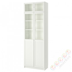 ⭐BILLY / OXBERG⭐Рег для книг с суперстами/Г-н/стакан, белый/стакан, 80x42x237 cm⭐ИКЕА-49398857