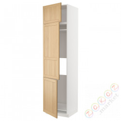 ⭐METOD⭐Ледяной шкаф высокий/замораживание/3Drz, белый/Forsbacka дуб, 60x60x240 cm⭐ИКЕА-59509435