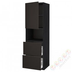 ⭐METOD / MAXIMERA⭐В шкафу для микрофона дверь/2 ящики, черный/Кунгсбака антрацит, 60x60x200 cm⭐ИКЕА-19465872