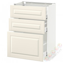 ⭐METOD / MAXIMERA⭐Напольный шкаф с 3 ящики, белый/Bodbyn сливочный, 60x37 cm⭐ИКЕА-19052150