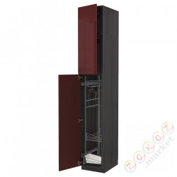 ⭐METOD⭐Высокий шкаф/домашний интерьер, черный калларп/темно-красно-коричневый блеск, 40x60x240 cm⭐ИКЕА-79455144