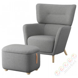 ⭐OSKARSHAMN⭐Кресло Wingback сpodnóżkiem, Tibbleby бежевый/Серый⭐ИКЕА-99485343